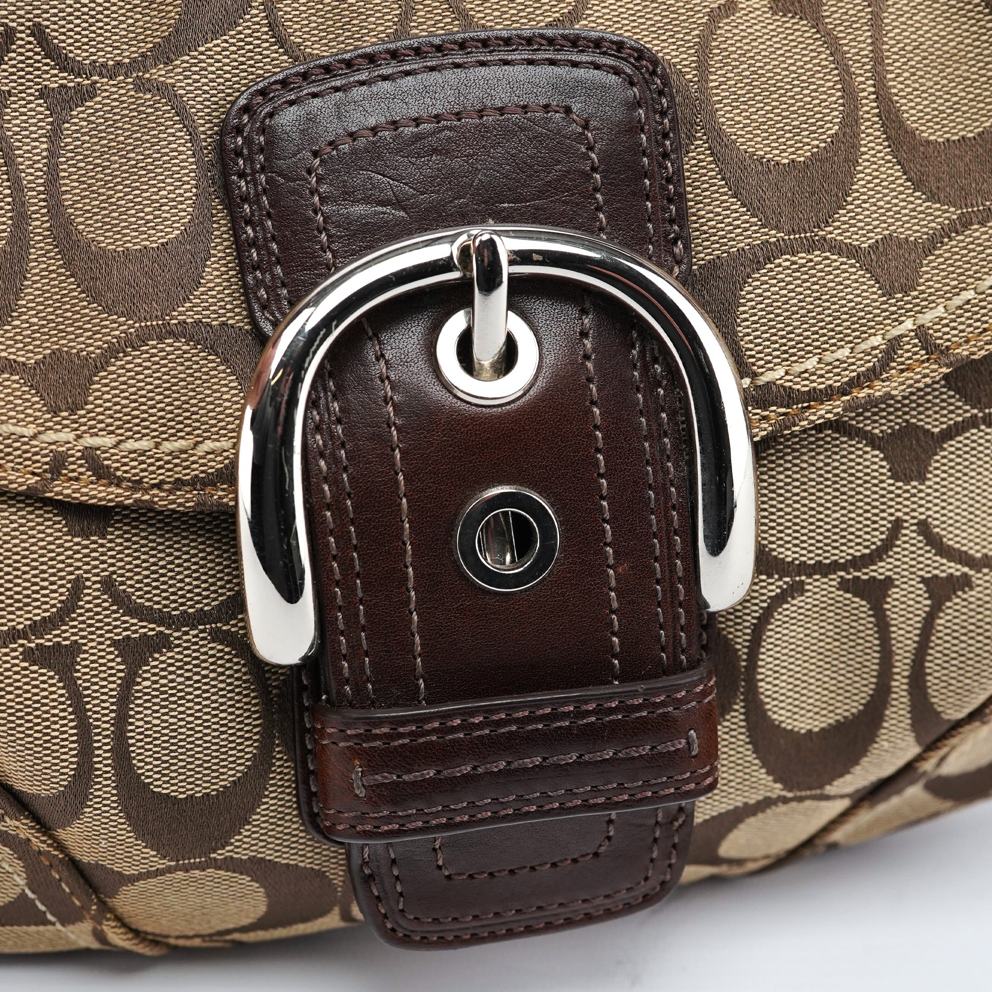 11860 Beige Brown Signature C Soho Shoulder Bag - Image 7