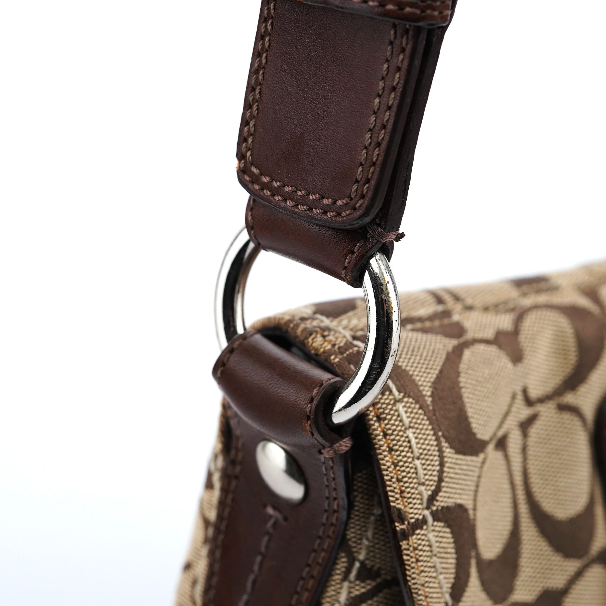 11860 Beige Brown Signature C Soho Shoulder Bag - Image 8