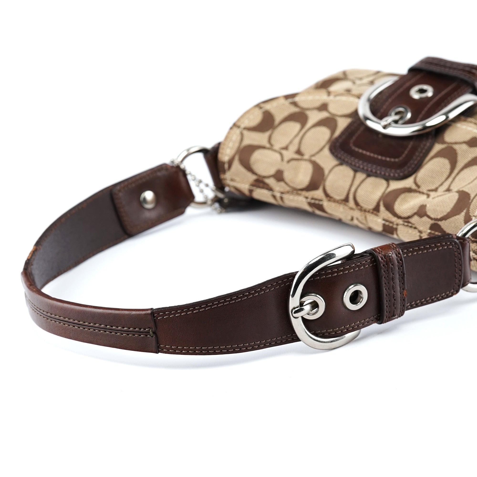11860 Beige Brown Signature C Soho Shoulder Bag - Image 13