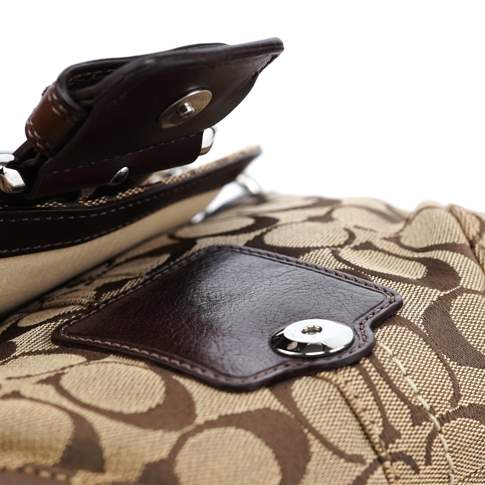 11860 Beige Brown Signature C Soho Shoulder Bag - Image 14