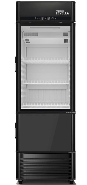 12.5 CuFt Commercial Upright Display Refrigerator Glass Door Beverage Cooler in Black with Built-in Ice Maker