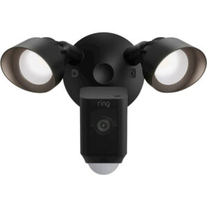 1080p Wired Plus HD Floodlight Outdoor Security Camera with Built-In Siren - Black