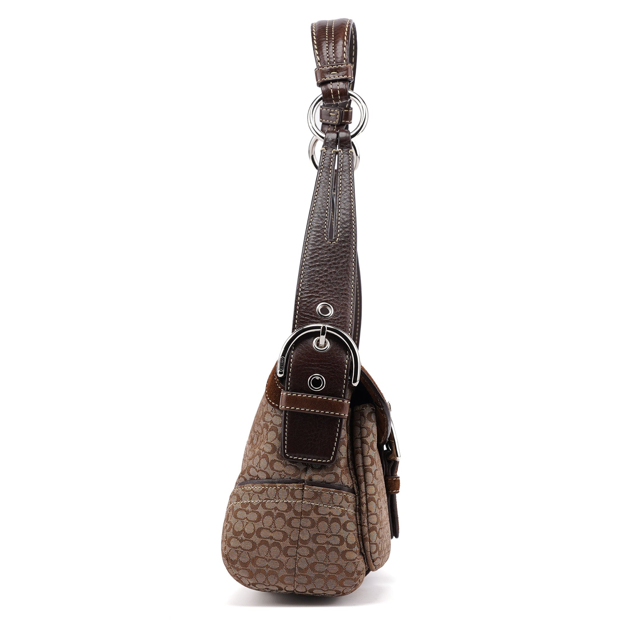 1463 Beige Suede Signature C Soho Shoulder Bag - Image 2
