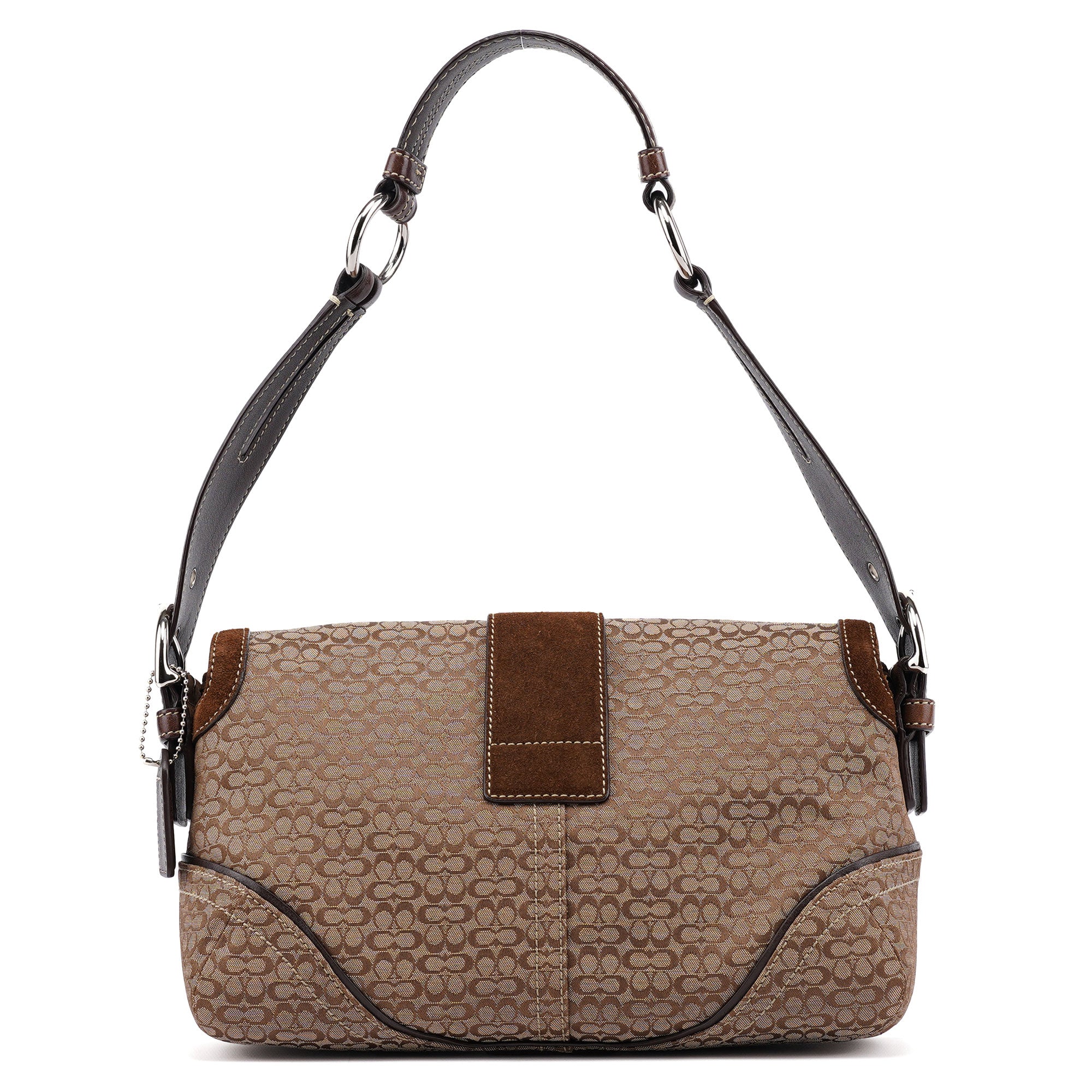 1463 Beige Suede Signature C Soho Shoulder Bag - Image 3