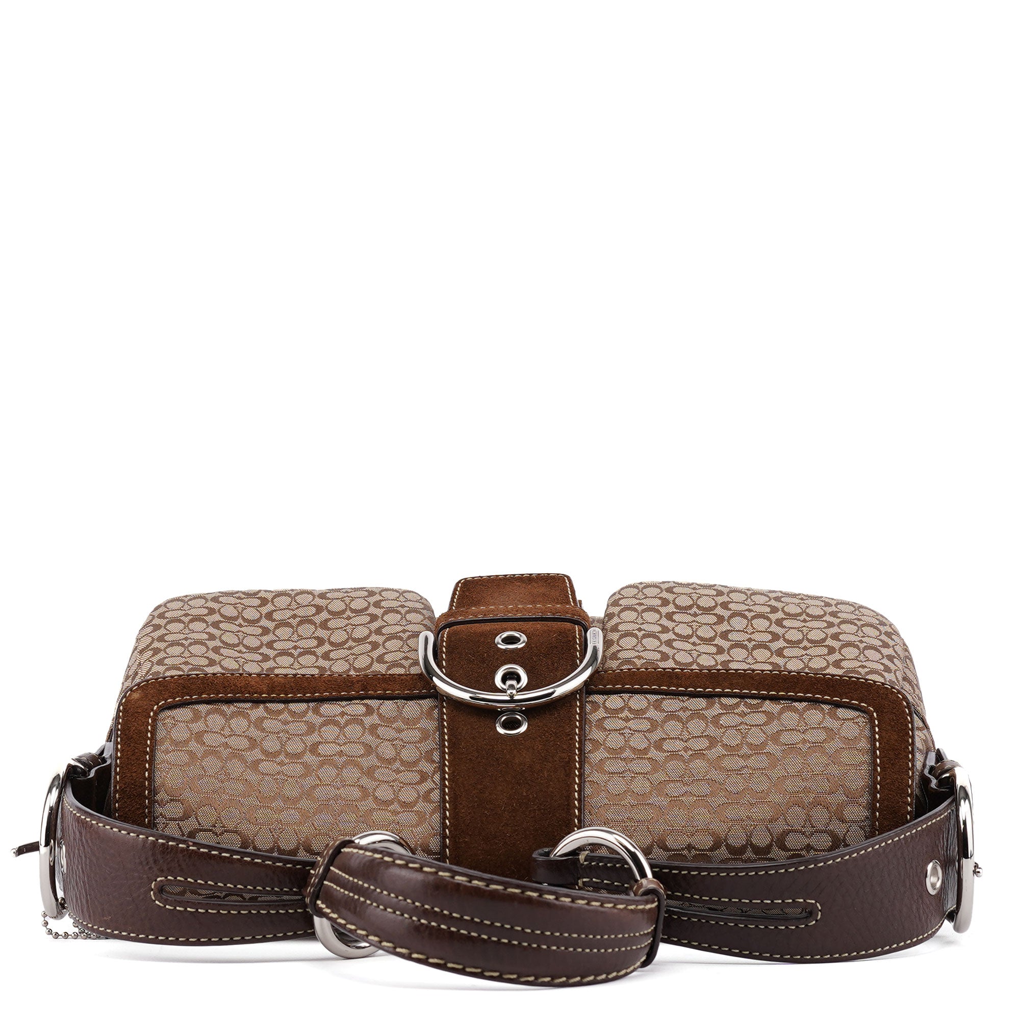 1463 Beige Suede Signature C Soho Shoulder Bag - Image 4