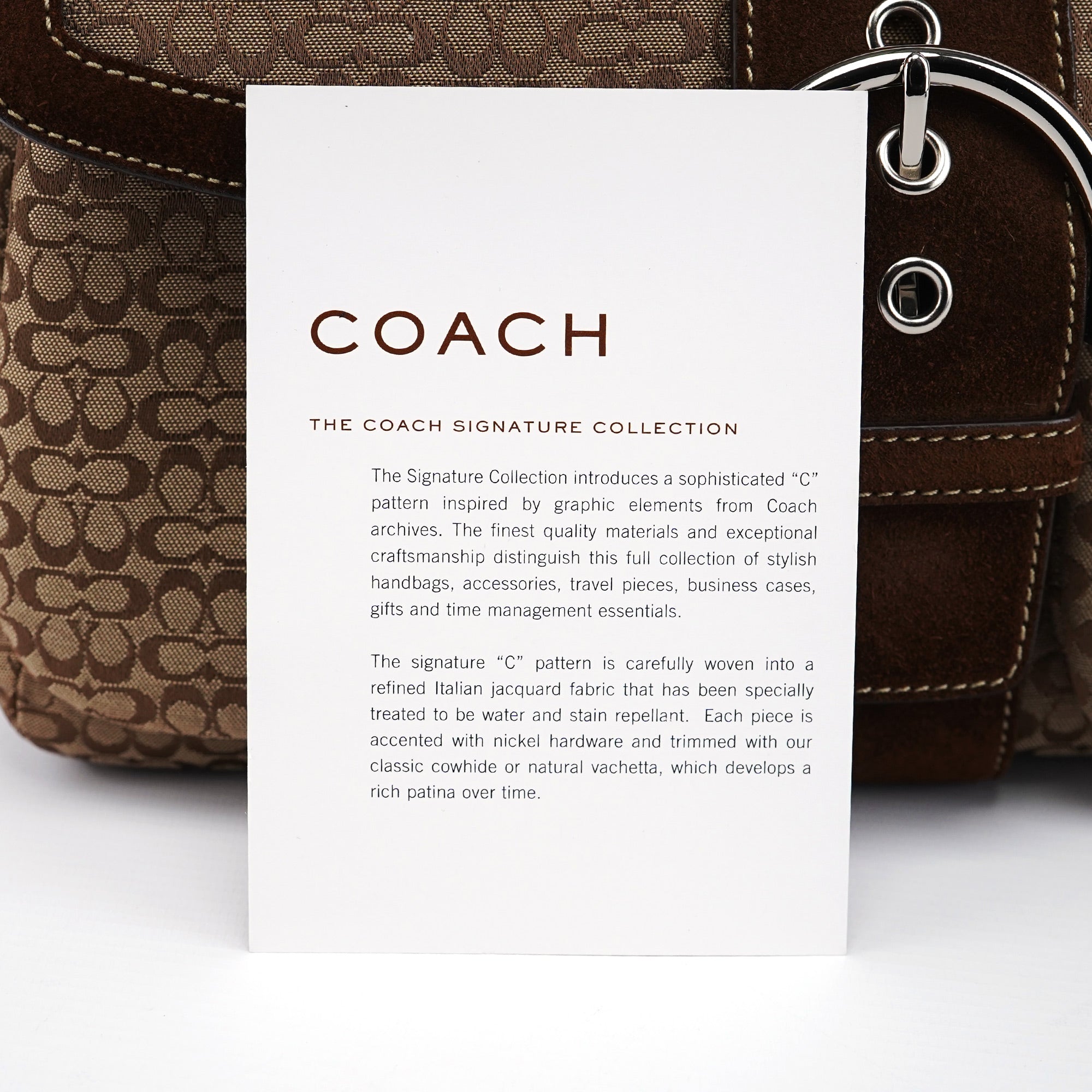 1463 Beige Suede Signature C Soho Shoulder Bag - Image 12