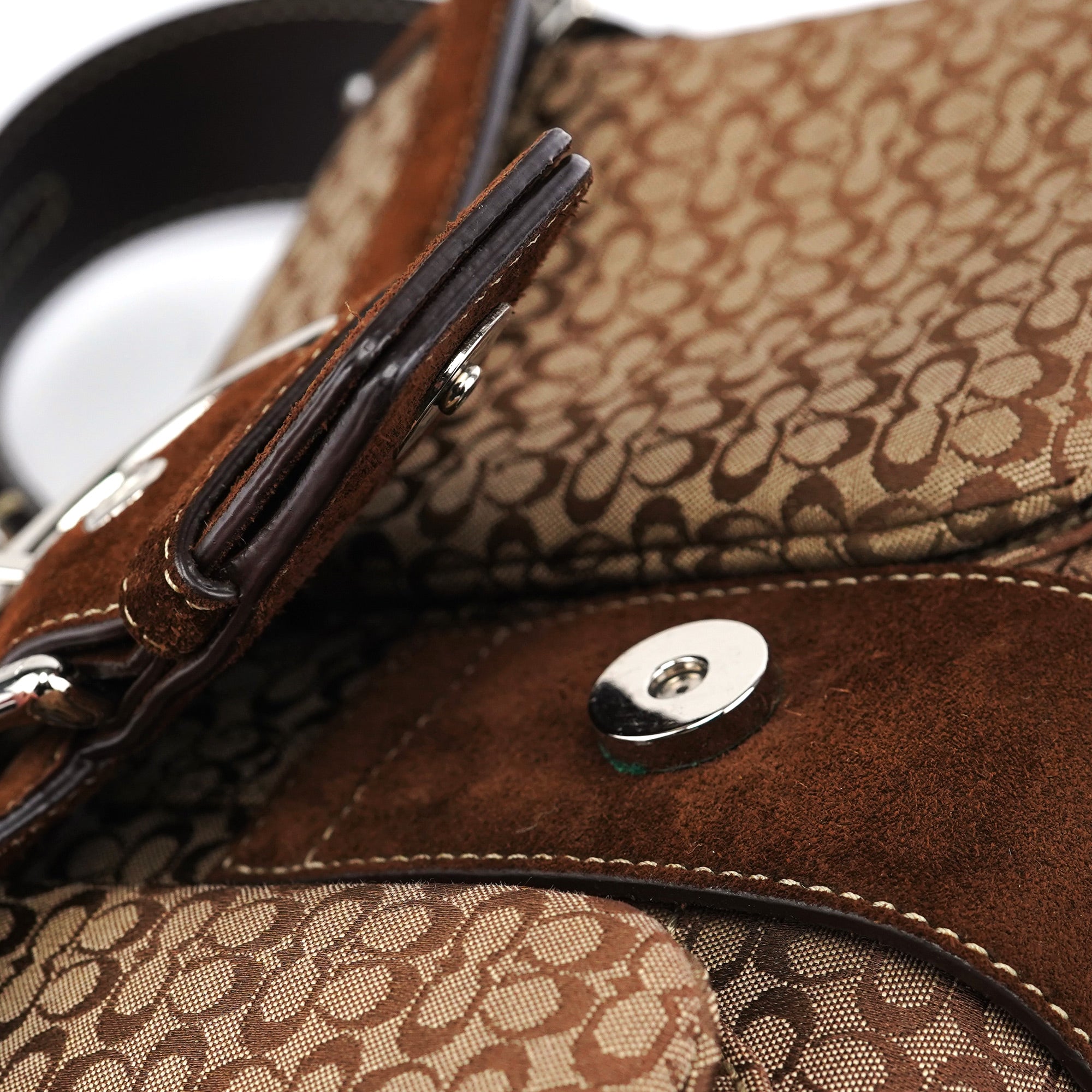 1463 Beige Suede Signature C Soho Shoulder Bag - Image 13