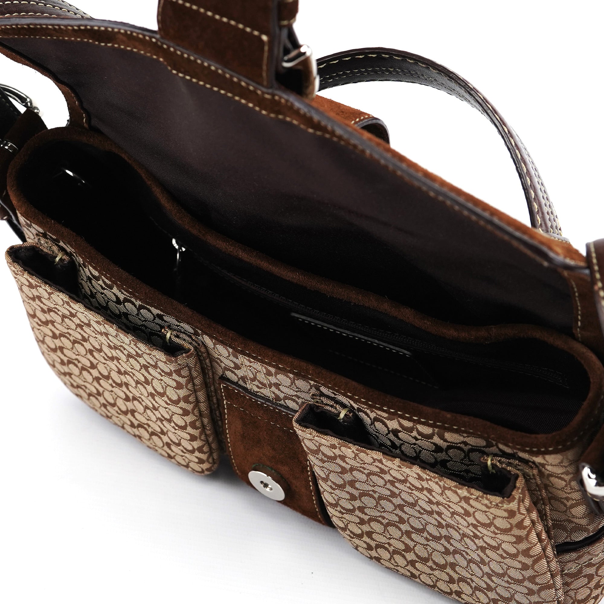 1463 Beige Suede Signature C Soho Shoulder Bag - Image 14