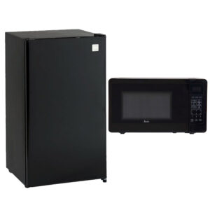 18.5" 3.3 CuFt Compact Refrigerator with 0.7 CuFt 700 Watt Countertop Microwave Package in Black