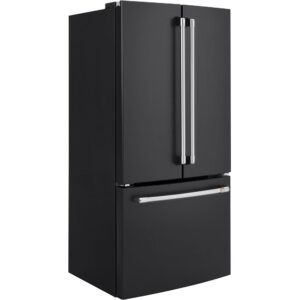 18.6 CuFt French Door Refrigerator in Matte Black with Brushed Stainless Handles
