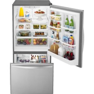 18.7 CuFt Wide Bottom Freezer Refrigerator in Stainless Steel