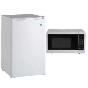 20" White 4.4 CuFt Compact Refrigerator with 0.7 CuFt 700 Watt Countertop Microwave Package in White