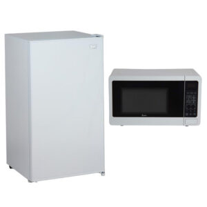3.3 CuFt Compact Refrigerator with 0.7 CuFt 700 Watt Countertop Microwave in White