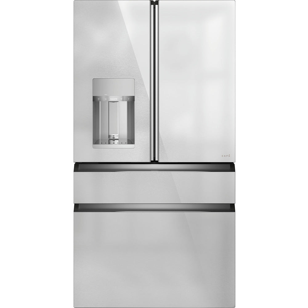 22.3 CuFt Smart Counter Depth 4-Door French Door Refrigerator in Platinum Glass with Convertible Drawer