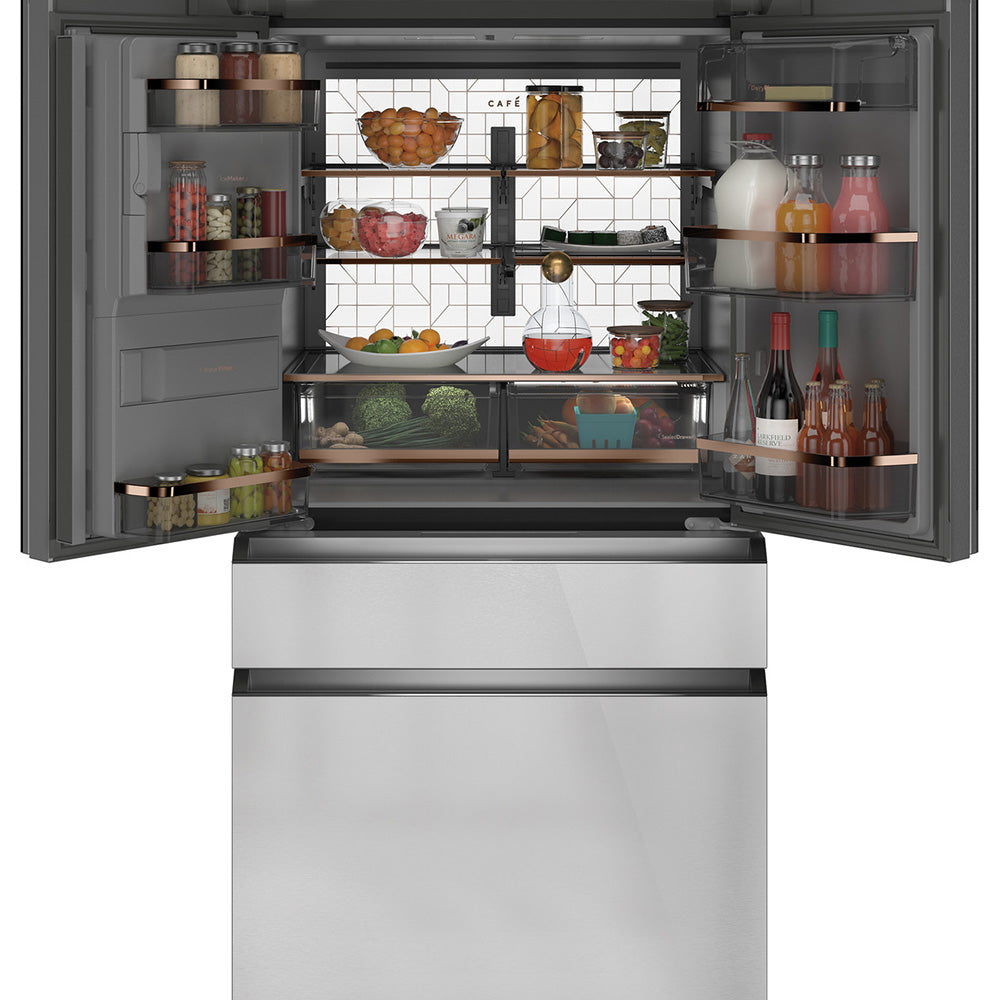 22.3 CuFt Smart Counter Depth 4-Door French Door Refrigerator in Platinum Glass with Convertible Drawer - Image 3