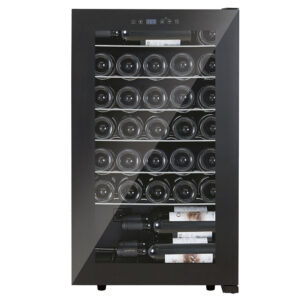 3.1 CuFt 33 Bottle Single Zone Wine Cooler in Black with Tempered Glass Door