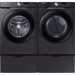 4.5 CuFt Front Load Electric Washer with 7.5 CuFt Electric Dryer in Brushed Black