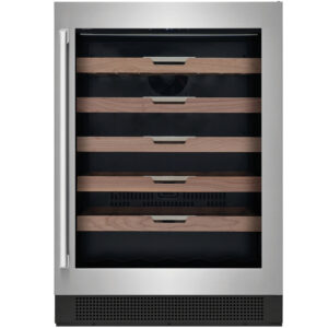24" 41-Bottle Under-Counter Wine Cooler in Stainless Steel with Premium Wide-Slat Walnut ShelvingRefrigerators