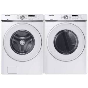 4.5 CuFt Smart Front Load Washer with 7.5 CuFt Gas Dryer in White