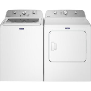 4.7 CuFt Top Load Washer with 7.0 CuFt Smart Front Load Electric Dryer in White