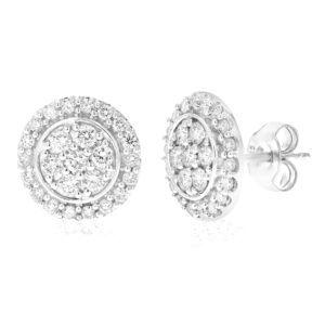3/4 cttw Lab Grown Diamond Composite Earrings in Sterling Silver With Push Backs For Women