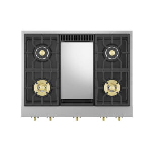 36-Inch 4-Burner Gas Cooktop With Stainless And Aluminum-Clad Griddle In Stainless Steel