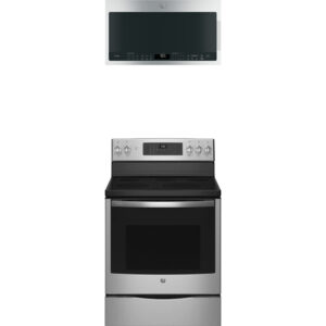 6.2 CuFt Smart Freestanding Electric Range with 1.7 CuFt Convection Over-the-Range Microwave in Stainless Steel