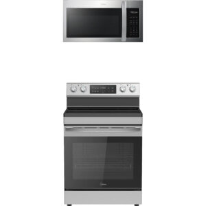 6.3 CuFt 4-Burner Electric Range with 1.9 CuFt 1000 Wattage Over-the-Range Microwave in Stainless Steel