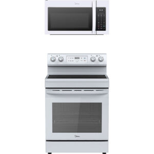 6.3 CuFt 4-Burner Freestanding Electric Range with 1.7 CuFt 1000 Wattage Over-the-Range Microwave in White