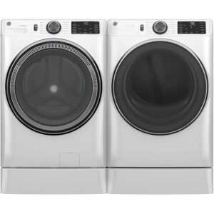 5.0 CuFt Smart Front Load Electric Washer with 7.8 CuFt Smart Front Load Electric Dryer in White