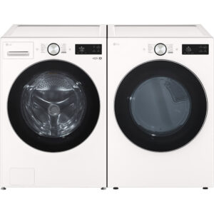 5.0 CuFt Smart Front Load Washer with 7.4 CuFt Smart Front Load Electric Dryer in Alpine White