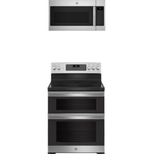 6.6 CuFt Freestanding Double Electric Range with 1.9 CuFt Over-the-Range Microwave in Stainless Steel