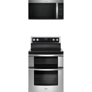 6.7 CuFt Electric Double Range with 1.9 CuFt 1000 Watt Over-the-Range Microwave in Stainless Steel