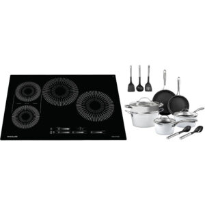30" Induction Cooktop with Charleston Collection - Hammered 15-Piece Nonstick Cookware Set