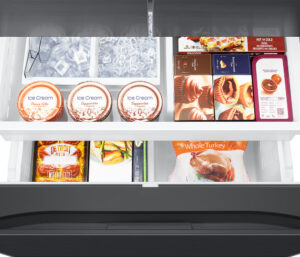 31 CuFt 3-Door French Door Refrigerator in Black Matte with Four Types of Ice