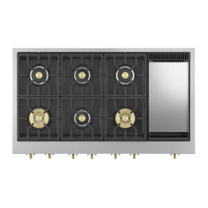 48-Inch 6-Burner Gas Cooktop With Griddle In Stainless Steel