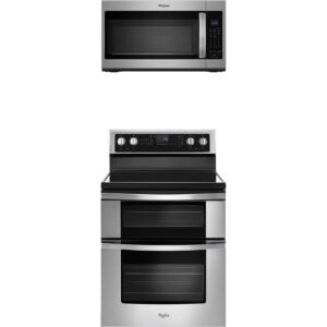 6.7 CuFt Electric Double Range with 1.9 CuFt 1000 Watt Over-the-Range Microwave in Stainless Steel