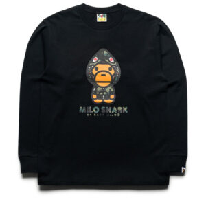 A Bathing Ape 1st Camo Milo Shark FZH L/S Tee - Black/Green