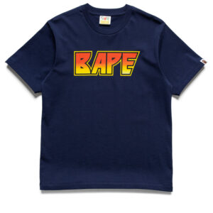 A Bathing Ape Bape Kiss Logo Tee - Navy