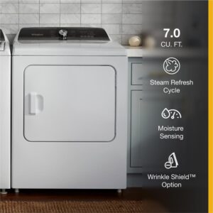 7.0 CuFt Front Load White Electric Dryer with Moisture Sensing and Steam