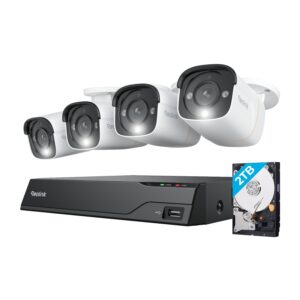 8-Channel 4K+ 12MP Poe NVR System with 4 Bullet Security Cameras & 2TB HDD - White