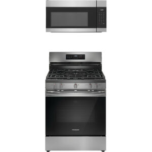 5.1 CuFt 5-Burner Freestanding Gas Range with 1.7 CuFt Over-The-Range Microwave in Stainless Steel