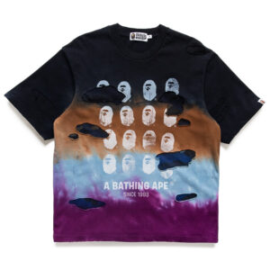 A Bathing Ape Color Camo Tie Dye Destroyed Multi Logo Tee - Black