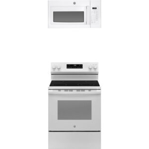 5.3 CuFt Smart Freestanding Electric Range with 1.6 CuFt 1000 Watt Over-The-Range Microwave in White