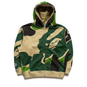 A Bathing Ape Mega ABC Camo Double Shark Full Zip Hoodie - Green