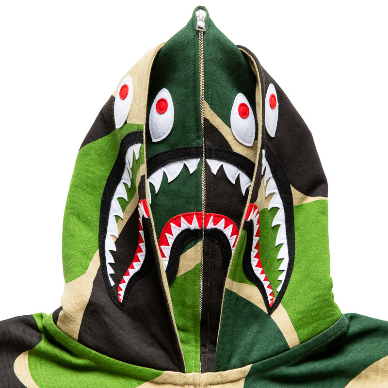 A Bathing Ape Mega ABC Camo Double Shark Full Zip Hoodie - Green - Image 3