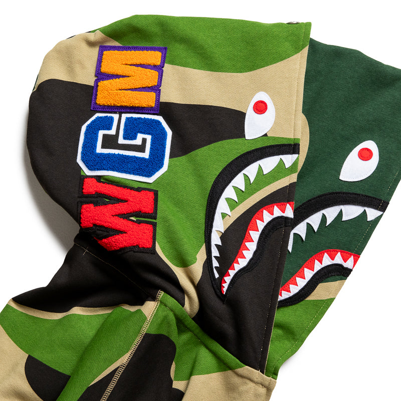 A Bathing Ape Mega ABC Camo Double Shark Full Zip Hoodie - Green - Image 4