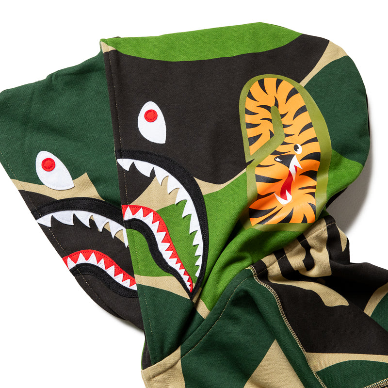 A Bathing Ape Mega ABC Camo Double Shark Full Zip Hoodie - Green - Image 5