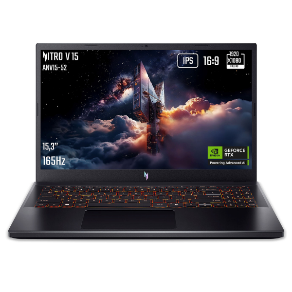 Acer - Nitro V 15.6" FHD 165Hz Gaming Laptop - Intel i5-13420H -16GB RAM 512GB SSD - GeForce RTX 5050 - Backlit - Win 11 Pro - Obsidian Black (New)