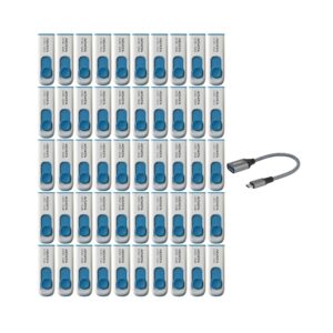 ADATA C008 32GB USB 2.0 Retractable Capless Flash Drive with USB 3.0 to USB-C Adapter (50-Pack)